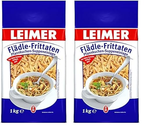 LEIMER Flädle Fritatten 1kg - Die fertige vegetarische Pfannkuchen-Suppeneinlage für die klare Fleisch- oder Gemüsebrühe (1 x 1kg) (Packung mit 2) von Leimer