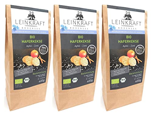 BIO Backmischung HAFERKEKSE mit BODENSEE-APFEL ZIMT SET 3X400g | 100% deutscher Hafer BIO Backmischung HAFERKEKSE mit BODENSEE-APFEL ZIMT SET 3X400g | 100% deutscher Hafer von Leinkraft Bodensee