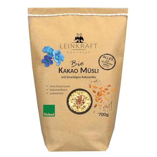 BIO Kakao-Müsli 500g mit knackigen Kakaonibs von Leinkraft Bodensee