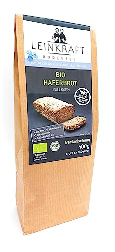Bio Haferbrot Glutenarm DIE Brotbackmischung mit Leinmehl Vollkorn Lower Carb von Leinkraft Bodensee Set 5X500g von Leinkraft Bodensee