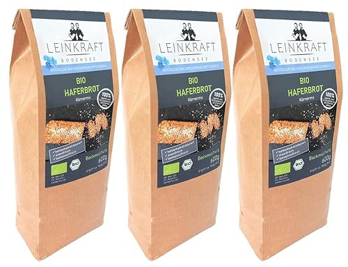 Bio Haferbrot Körnermix DIE Brotbackmischungen mit Leinmehl Vollkorn Low Carb von Leinkraft Bodensee Set 3X600g von Leinkraft Bodensee