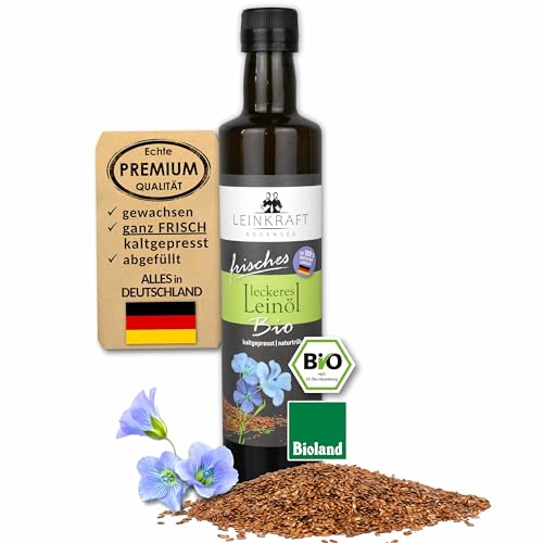 Bio-Leinöl lecker und frisch gepresst 100% deutsche Bioland Leinsaat (250 ml) von Leinkraft Bodensee