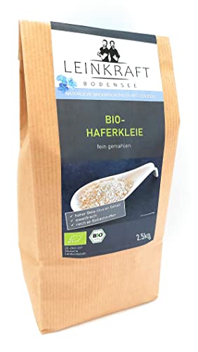 Deutsche Bio-Haferkleie gemahlen feines Mehl mit Keim Proteinreich 2500g hoher Ballaststoffgehalt von Leinkraft Bodensee