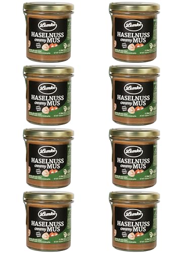 LEMKE – Feines Haselnussmus – Cremig, lecker ohne Zusätze – 100% Haselnüsse – Vegan – made in Berlin (8 X 300g) von Lemke - Feines Berliner Marzipan seit 1902