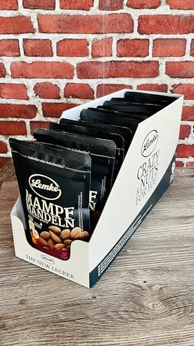 Lemke Mampfmandeln – Ganze Mandeln geröstet, ohne Salz, ohne Öl – Knackiger Snack - volles Aroma durch Feuerröstung (10 X 175 g, Almond) von Lemke - Feines Berliner Marzipan seit 1902