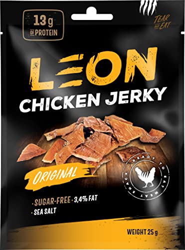 Leon Jerky Chicken Original | 50% Protein | High Protein Snack (25g x 15 pcs) | 375 gr von Leon Jerky