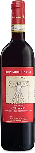 Leonardo Da Vinci Chianti, der Wein hat einen intensiven Geschmack und fruchtige Duftnoten, Alkoholgehalt beträgt 13,5 % Volumenprozent von Leonardo da Vinci