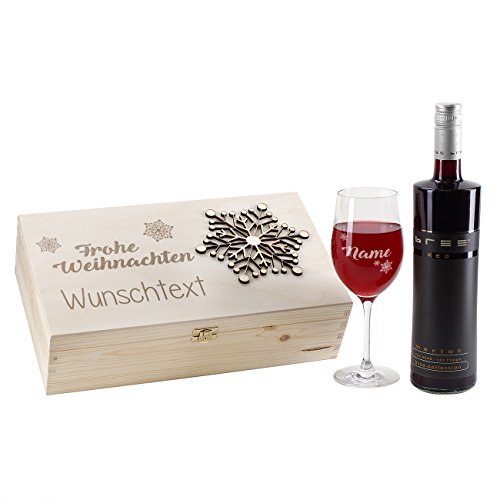 Leonardo Weinglas mit Gravur und Bree Rotwein Merlot in weihnachtlicher Geschenkverpackung von LEONARDO HOME