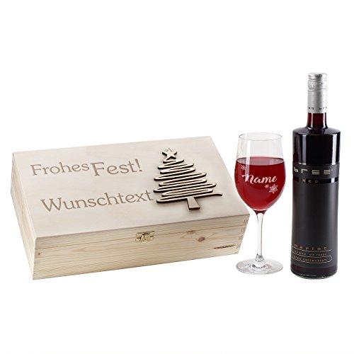 Leonardo weihnachtliches Geschenkset mit graviertem Weinglas und Bree Rotwein in hochwertigen Geschenkverpackung von LEONARDO HOME