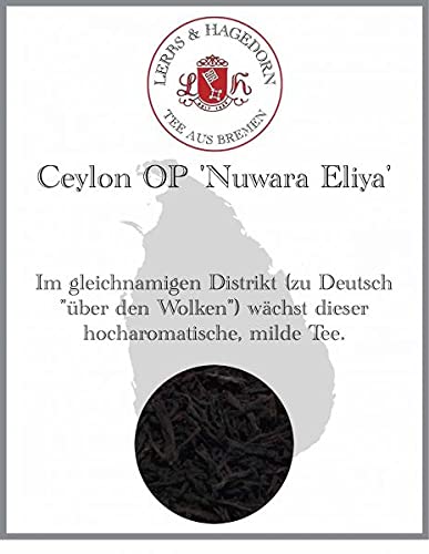 Lerbs & Hagedorn, Ceylon Tee OP Nuwara Eliya | Hocharomatischer Milder Tee 1.5kg (ca. 122 Liter) Über den Wolken Tee von Lerbs & Hagedorn Bremen