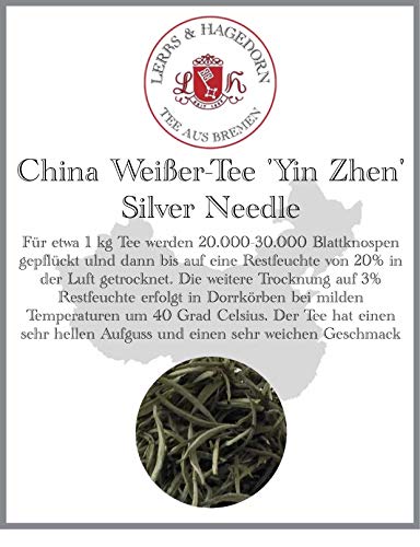 Lerbs & Hagedorn, China Weißer Tee 'Yin Zhen' Silver Needle | Sehr Heller Aufguss, Sehr Weicher Geschmack 1kg (ca. 81 Liter) von Lerbs & Hagedorn Bremen