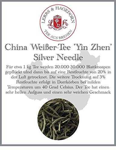 Lerbs & Hagedorn, China Weißer Tee 'Yin Zhen' Silver Needle | Sehr Heller Aufguss, Sehr Weicher Geschmack 0,5kg (ca. 40 Liter) von Lerbs & Hagedorn