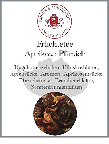 Lerbs & Hagedorn, Früchte Tee Aprikose Pfirsich | Aprikosen Geschmäck 1.5kg (ca. 122 Liter) Hagebuttenschalen, Hibiskusblüten, Apfelstücke, Aprikosenstücke von Lerbs & Hagedorn