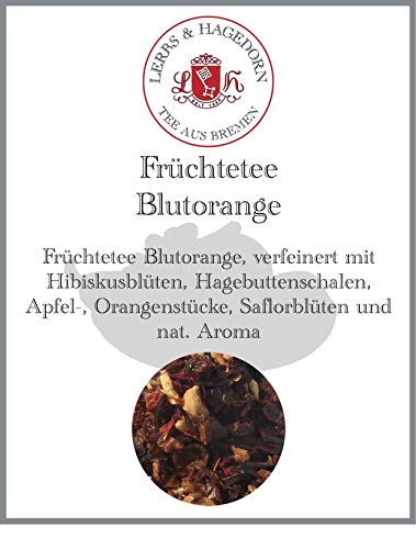 Lerbs & Hagedorn, Früchte Tee Blutorange | Blutorangengeschmack 250g (ca. 21 Liter) Hibiskusblüten, Hagebuttenschalen, Orangenstücke, Saflorblüten von Lerbs & Hagedorn Bremen