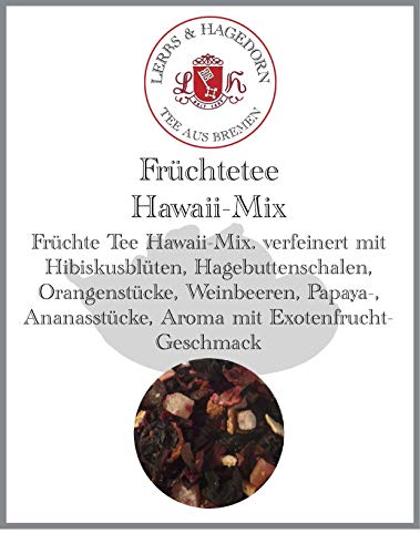 Lerbs & Hagedorn, Früchte Tee Hawaii Mix| Exotenfruchtgeschmack 2kg (ca. 160 Liter) Hibiskusblüten, Hagebuttenschalen, Orangenstücke, Weinbeeren von Lerbs & Hagedorn