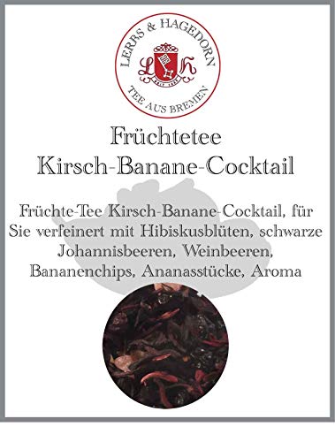 Lerbs & Hagedorn, Früchte Tee Kirsch Banane Cocktail | 2kg (ca. 160 Liter) Hibiskusblüten, schwarze Johannisbeeren, Weinbeeren, Bananenchips, Ananas von Lerbs & Hagedorn