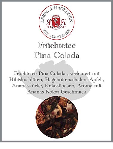 Lerbs & Hagedorn, Früchtetee Pina Colada | Ananas-Kokos Geschmack 1.5kg (ca. 122 Liter) Hibiskusblüten, Hagebuttenschalen, Ananasstücke, Kokosflocken von Lerbs & Hagedorn