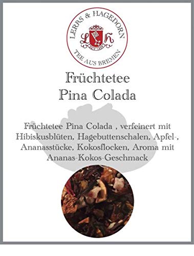 Lerbs & Hagedorn, Früchtetee Pina Colada | Ananas-Kokos Geschmack 250g (ca. 21 Liter) Hibiskusblüten, Hagebuttenschalen, Ananasstücke, Kokosflocken von Lerbs & Hagedorn Bremen