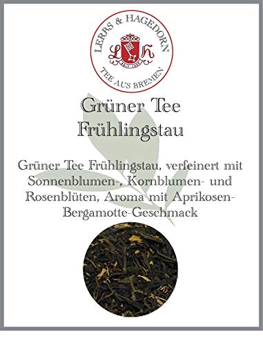 Lerbs & Hagedorn, Grüner Tee Frühlingstau | Aprikosen Bergamotte Geschmack 250g (ca. 21 Liter) Sonnenblumen-, Kornblumen- und Rosenblüten von Lerbs & Hagedorn Bremen