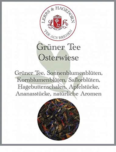 Lerbs & Hagedorn, Grüner Tee Osterwiese | 250g (ca. 21 Liter) Sonnenblumenblüten, Kornblumenblüten, Saflorblüten, Hagebuttenschalen von Lerbs & Hagedorn