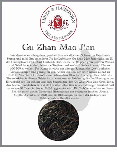 Lerbs & Hagedorn, China Tee Gu Zhan Mao Jian | Blumig und Milder Geschmack 1.5kg (ca. 122 Liter) Gerolltes Blatt mit silbernen Spitzen von Lerbs & Hagedorn