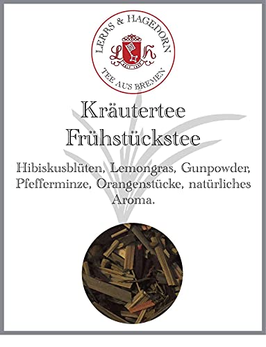 Lerbs & Hagedorn, Kräutertee Frühstückstee | Minze Geschmack 1.5kg (ca. 122 Liter) Minzeblätter, Lemongras, Hibiskusblüten, Orangenstücke von Lerbs & Hagedorn