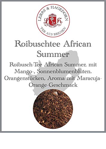 Lerbs & Hagedorn, Roibuschtee African Summer | Maracuja-Orangen Geschmack 250g (ca. 21 Liter) Mango-,Sonnenblumenblüten, Orangenstücken von Lerbs & Hagedorn