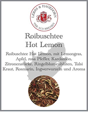 Lerbs & Hagedorn, Roibuschtee Hot Lemon | 250g (ca. 21 Liter) Lemongras, Apfel, rosa Pfeffer, Kardamon, Zitronenstücke von Lerbs & Hagedorn