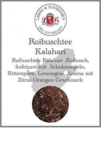 Lerbs & Hagedorn, Roibuschtee Kalahari | 250g (ca. 21 Liter) Mit Schokoraspeln, Rittersporn, Lemongras von Lerbs & Hagedorn