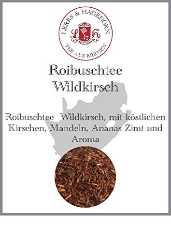 Lerbs & Hagedorn, Roibuschtee Wildkirsch| Kirsch Zimt Geschmack 250g (ca. 21 Liter) Kirschen, Mandeln, Ananas, Zimt von Lerbs & Hagedorn Bremen