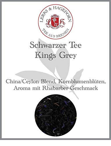 Lerbs & Hagedorn, Schwarz Tee Kings Grey | Rhabarber Geschmack 1.5kg (ca. 122 Liter) China Tee, Ceylon Tee, Kornblumenblüten von Lerbs & Hagedorn