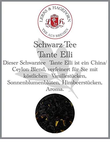 Lerbs & Hagedorn, Schwarz Tee Tante Elli| Voller Vanille und Himbeeren Geschmack 250g (ca. 21 Liter) Ceylon Tee mit Vanille und Himbeerstücken von Lerbs & Hagedorn Bremen