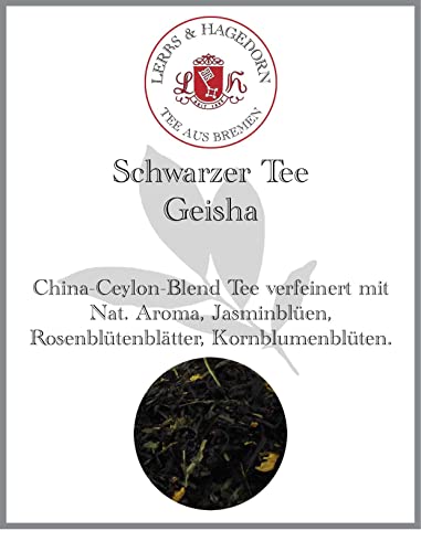 Lerbs & Hagedorn, Schwarzer Tee Geisha | Aprikose-Apfel Geschmack 1.5kg (ca. 122 Liter) Jasminblüen, Rosenblütenblätter, Kornblumenblüten von Lerbs & Hagedorn