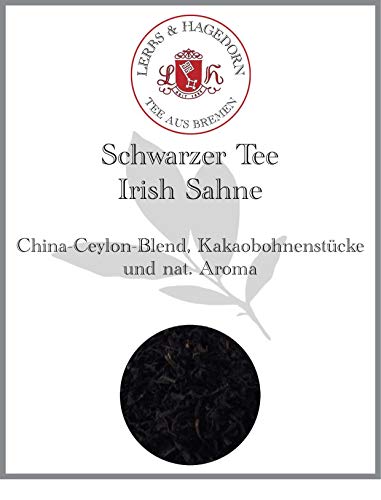 Lerbs & Hagedorn, Schwarzer Tee Irish Sahne | Würzig Aromatischer Geschmack 250g (ca. 21 Liter) Kakaobohnenstücke Ceylon und China Tee von Lerbs & Hagedorn Bremen