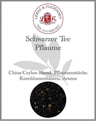 Lerbs & Hagedorn, Schwarzer Tee Pflaume | 250g (ca. 21 Liter) China und Ceylon Tee als Basis mit Pflaumenstücken und Kornblumenblüten von Lerbs & Hagedorn Bremen