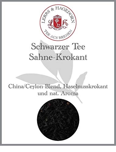 Lerbs & Hagedorn, Schwarzer Tee Sahne Krokant| Haselnusskrokant Geschmack 250g (ca. 21 Liter) Ceylon Tee und Haselnusskrokant von Lerbs & Hagedorn Bremen
