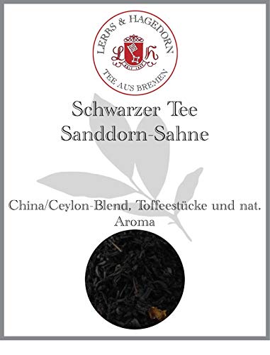 Lerbs & Hagedorn, Schwarzer Tee Sanddorn Sahne| Ausgeglichener Sanddorn und Sahne Geschmack 250g (ca. 21 Liter) Ceylon Tee und Sanddornfrüchten von Lerbs & Hagedorn