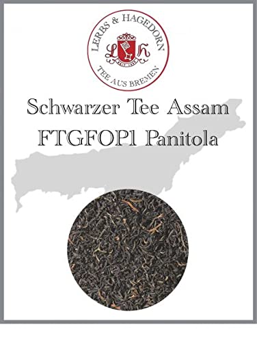 Lerbs & Hagedorn, Schwarzer Tee Assam FTGFOP1 Panitola | Mittelkräftig Malzig 1kg (ca. 81 Liter) First Flush Tippy Golden Flowery Orange Pekoe von Lerbs und Hagedorn