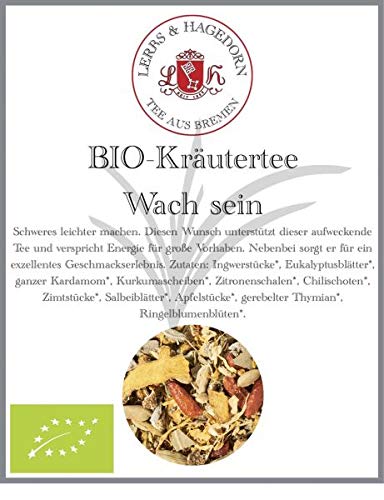 Lerbs & Hagedorn, BIO Kräutertee Wach sein | Aufweckende Wirkung 1kg (ca. 81 Liter) Mit Ingwer, Eukalyptusblättern, Kardamon, Kurkuma von Lerbs & Hagedorn