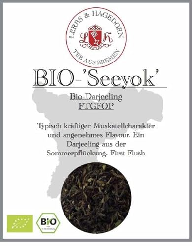Lerbs & Hagedorn, Bio Darjeeling Tee FTGFOP Seeyok| Kräftiger Muskatell Geschmack 250g (ca. 21 Liter) Sommerpflückung. First Flash von Lerbs & Hagedorn