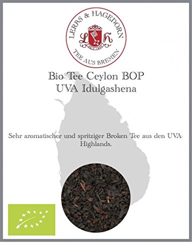 Lerbs & Hagedorn, Bio Tee Ceylon BOP UVA Idulgashena |Aromatisch, Spritzig 1kg (ca. 81 Liter) Broken Tee, Schwarztee von Lerbs & Hagedorn Bremen