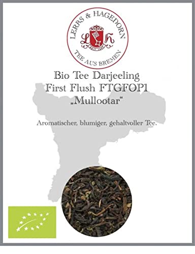 Lerbs & Hagedorn, Bio Tee Darjeeling First Flush FTGFOP1 „Mullootar“ |Aromatisch, Blumig, Gehaltvoll 250g (ca. 20 Liter), Schwarztee von Lerbs & Hagedorn