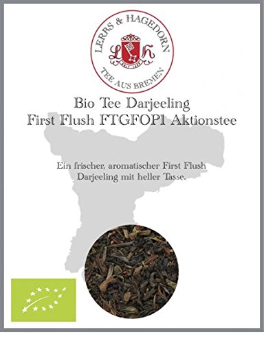 Lerbs & Hagedorn, Bio Tee Darjeeling First Flush FTGFOP1 Aktionstee |Frisch, Aromatisch 1kg (ca. 81 Liter) First Flush, Helle Tasse, Schwarztee von Lerbs & Hagedorn Bremen