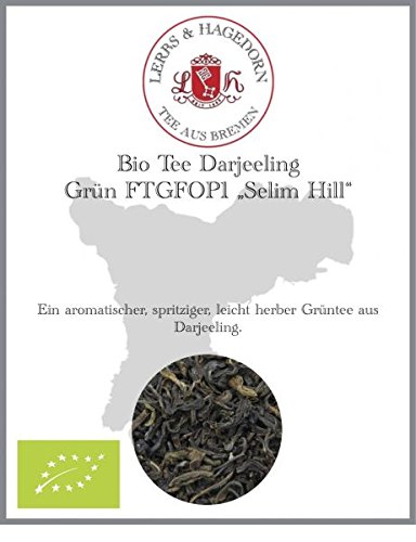 Lerbs & Hagedorn, Bio Tee Darjeeling Grün FTGFOP1 „Selim Hill“ |Aromatisch, Spritzig, Leichtherb 1kg (ca. 81 Liter) Grüntee von Lerbs & Hagedorn Bremen