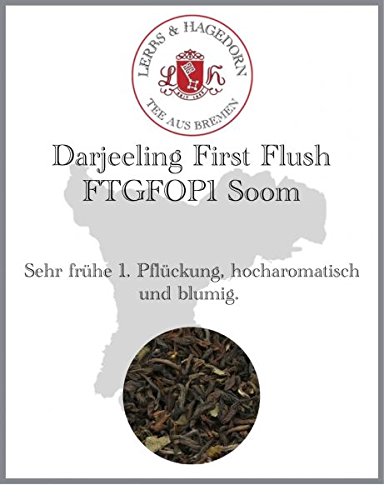 Lerbs & Hagedorn, Darjeeling First Flush FTGFOP1 Soom | Hocharomatisch, Blumig 1kg (ca. 81 Liter) Sehr Frühe Erste Pflückung von Lerbs & Hagedorn