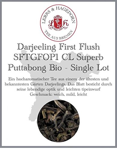 Lerbs & Hagedorn, Darjeeling Schwarztee First Flush FTGFOP1 Puttabong Bio - Single Lot | Weich, Mild, Leicht 1,5kg Ca. (121 Liter) von Lerbs & Hagedorn
