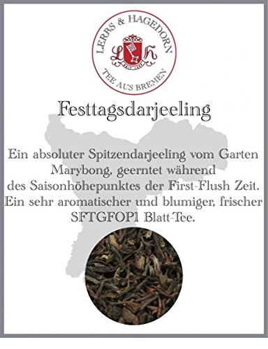 Lerbs & Hagedorn, Festtagsdarjeeling | Sehr Aromatisch, Blumig, Frisch 1kg (ca. 81 Liter) Garten Marybong von Lerbs & Hagedorn
