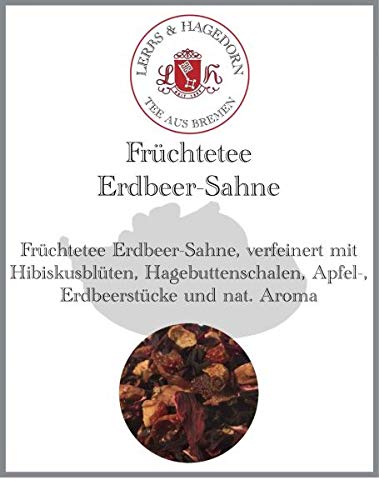 Lerbs & Hagedorn, Früchte Tee Erdbeer Sahne | 250g (ca. 21 Liter) verfeinert mit Hibiskusblüten, Hagebuttenschalen, Apfel-, Erdbeerstücke von Lerbs & Hagedorn