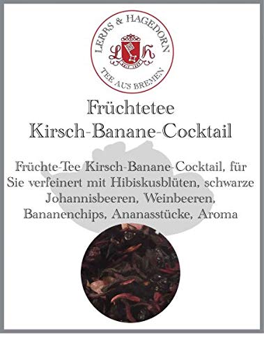 Lerbs & Hagedorn, Früchte Tee Kirsch Banane Cocktail | 250g (ca. 21 Liter) Hibiskusblüten, schwarze Johannisbeeren, Weinbeeren, Bananenchips, Ananas von Lerbs & Hagedorn