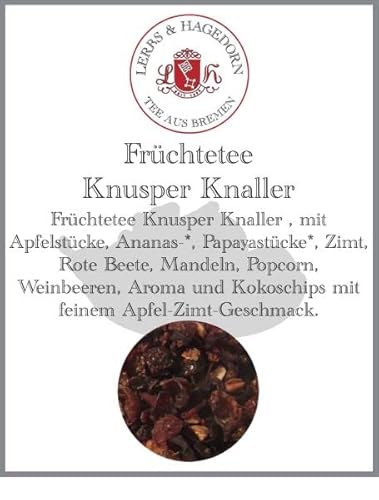 Lerbs & Hagedorn, Früchte Tee Knusper Knaller | Apfel-Zimt Geschmack 250g (ca. 21 Liter) Apfelstücke, Ananas, Papayastücke Zimt Rote Beete von Lerbs & Hagedorn